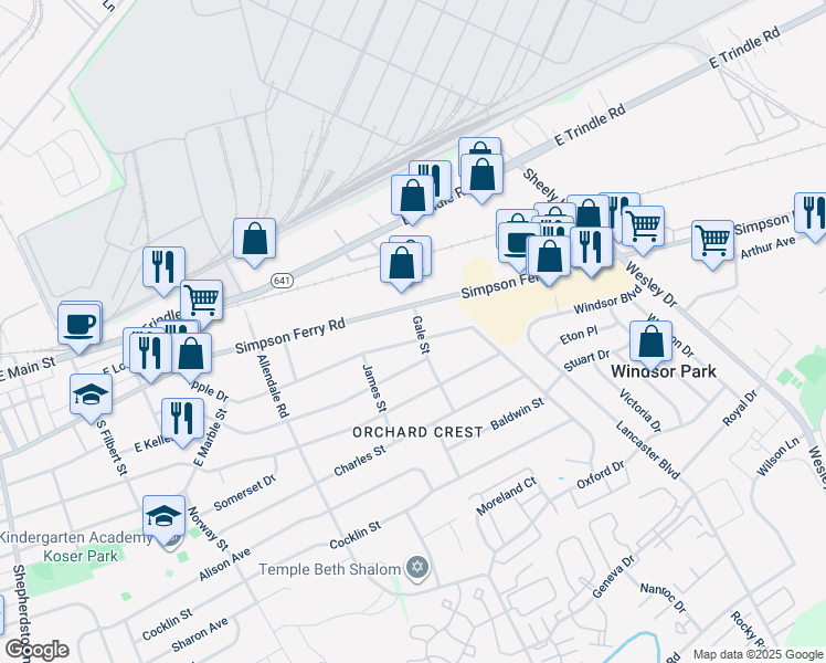 map of restaurants, bars, coffee shops, grocery stores, and more near 1015 Apple Drive in Mechanicsburg
