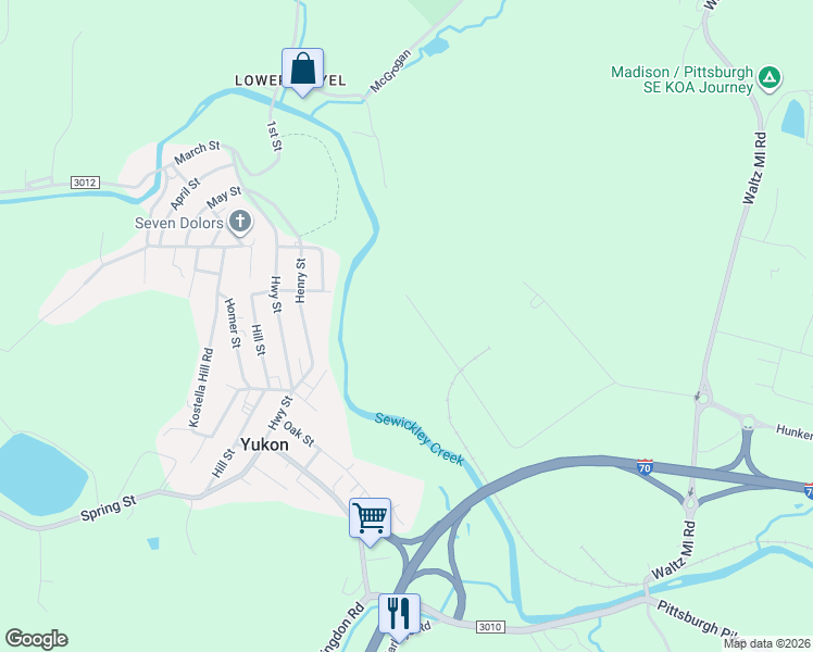 map of restaurants, bars, coffee shops, grocery stores, and more near 249 Waltz Flat Road in Ruffs Dale