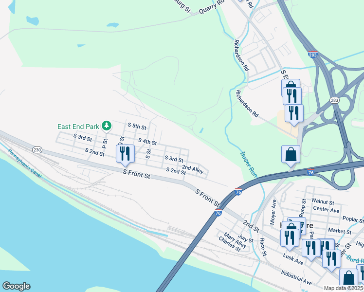 map of restaurants, bars, coffee shops, grocery stores, and more near 2645 South 4th Street in Steelton