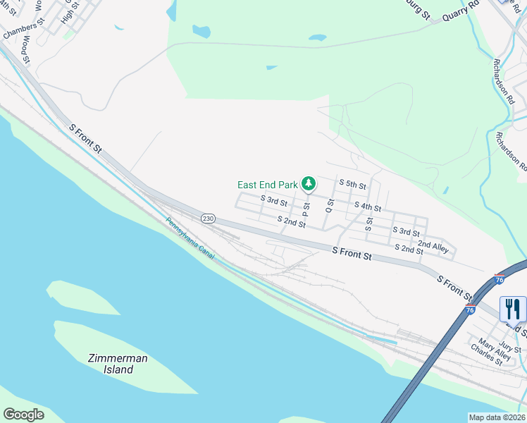 map of restaurants, bars, coffee shops, grocery stores, and more near 2117 South 2nd Street in Steelton