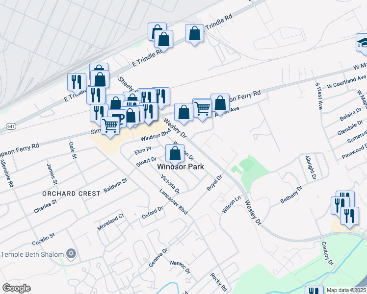 map of restaurants, bars, coffee shops, grocery stores, and more near 113 Winston Drive in Mechanicsburg