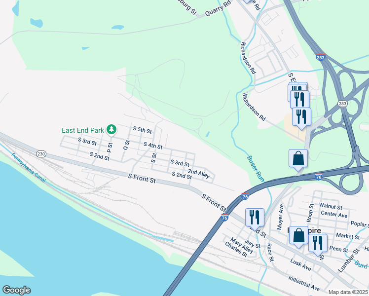 map of restaurants, bars, coffee shops, grocery stores, and more near 2645 S 4th St in Steelton