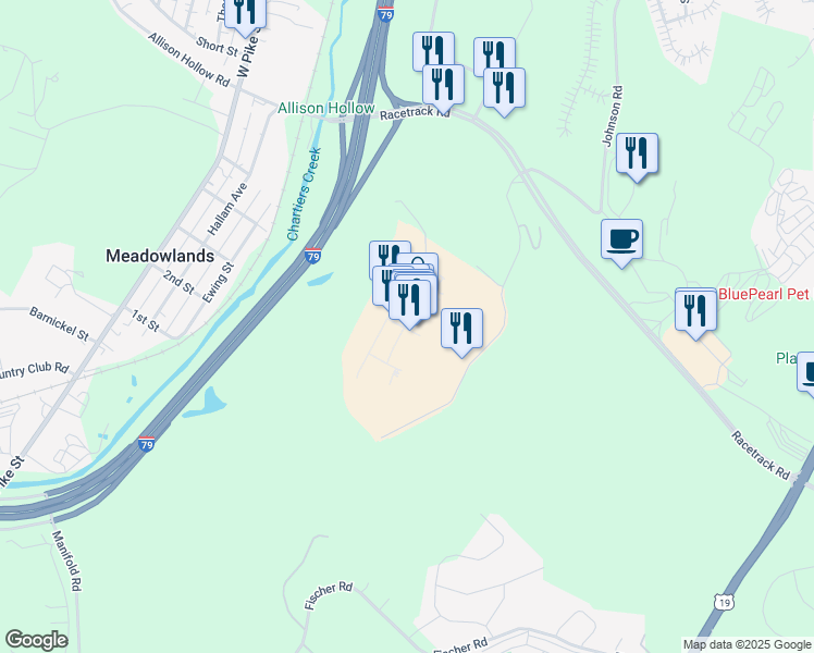 map of restaurants, bars, coffee shops, grocery stores, and more near 2200 Tanger Boulevard in Washington