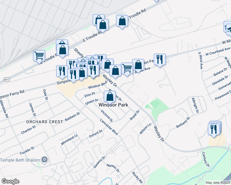 map of restaurants, bars, coffee shops, grocery stores, and more near 113 Winston Drive in Mechanicsburg