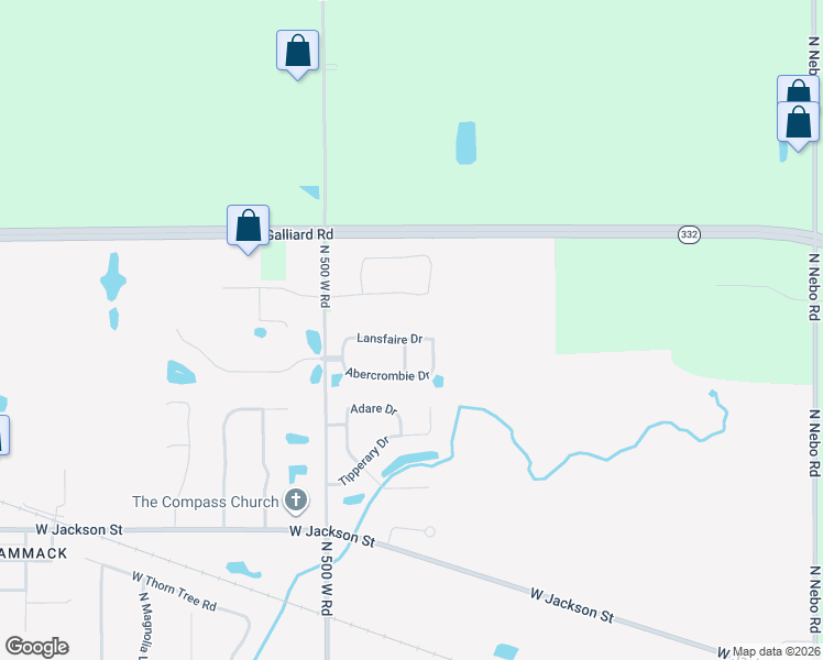 map of restaurants, bars, coffee shops, grocery stores, and more near 7708 Lansfaire Drive in Muncie