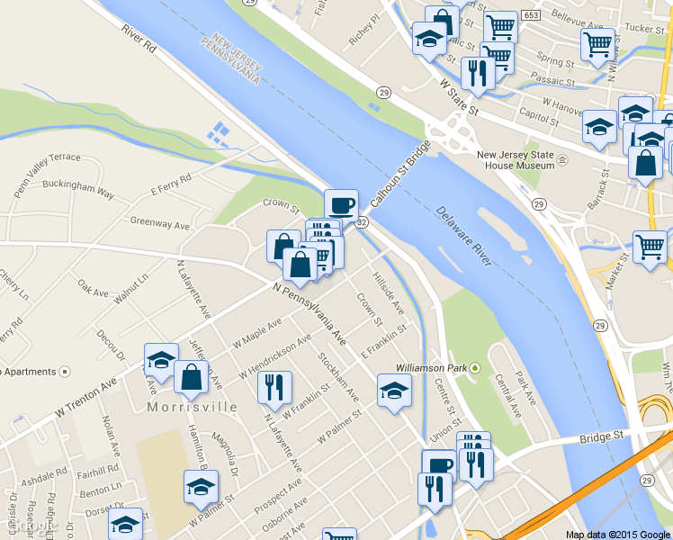 map of restaurants, bars, coffee shops, grocery stores, and more near 611 Crown Street in Morrisville