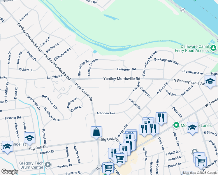 map of restaurants, bars, coffee shops, grocery stores, and more near 375 Maplewood Lane in Morrisville