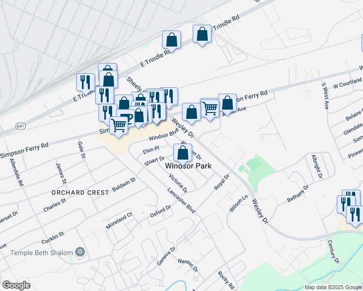 map of restaurants, bars, coffee shops, grocery stores, and more near 108 Winston Dr in Mechanicsburg
