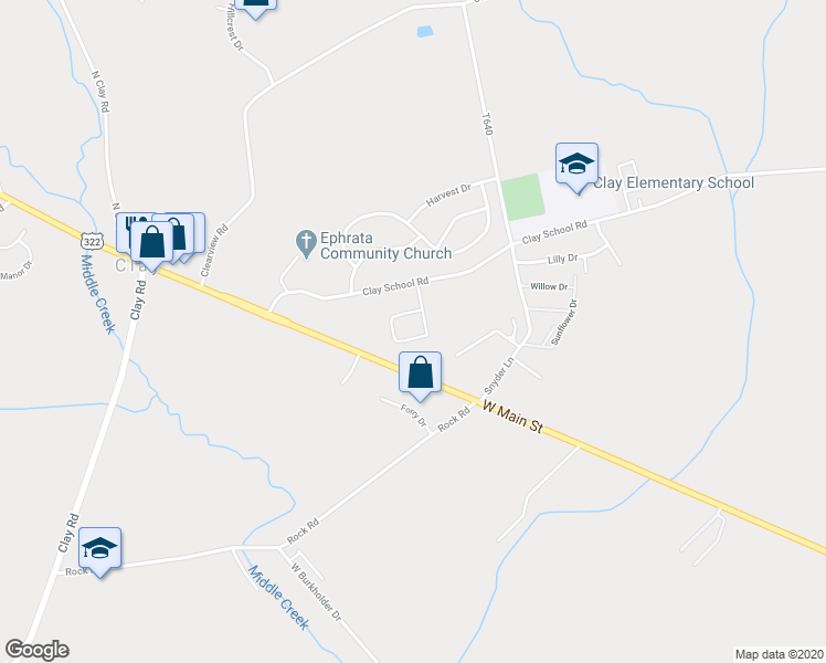 map of restaurants, bars, coffee shops, grocery stores, and more near 355 Mount Olive Lane in Ephrata