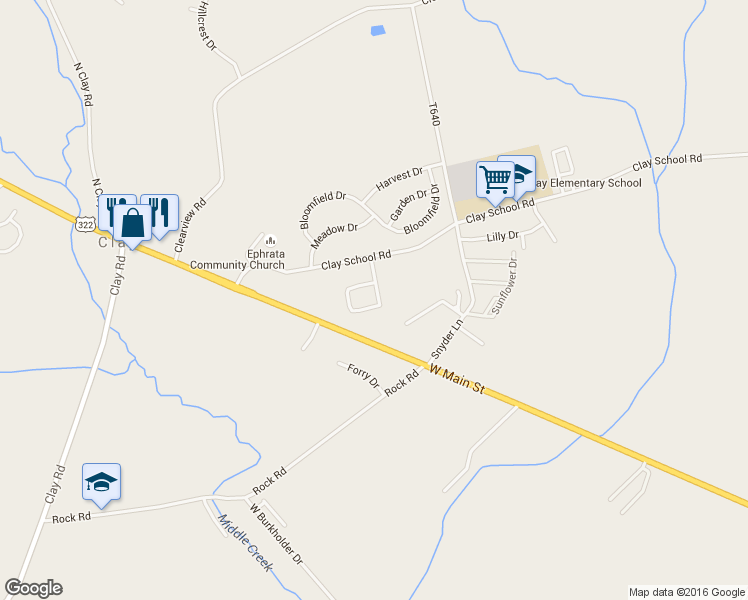 map of restaurants, bars, coffee shops, grocery stores, and more near 367 Mount Olive Lane in Ephrata