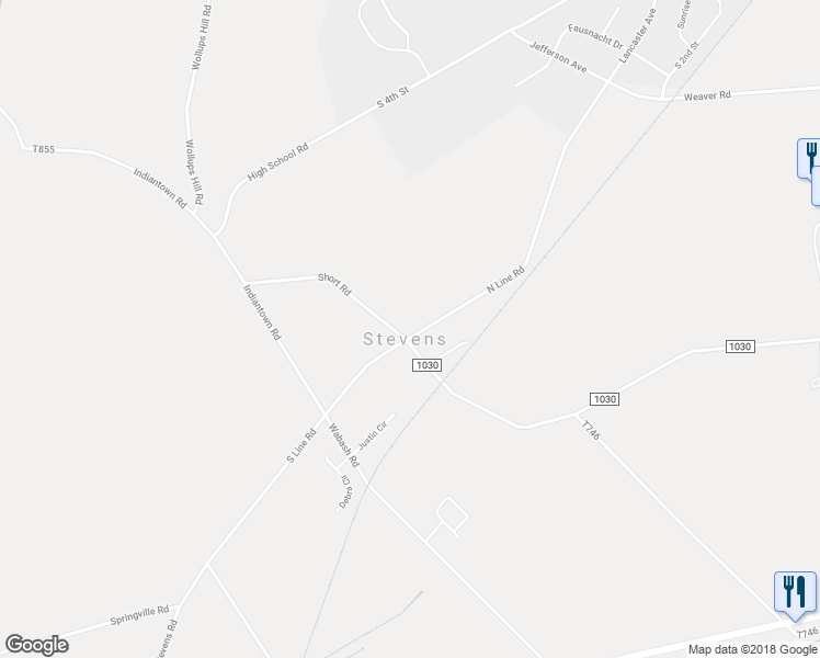 map of restaurants, bars, coffee shops, grocery stores, and more near 14 N Line Rd in Stevens