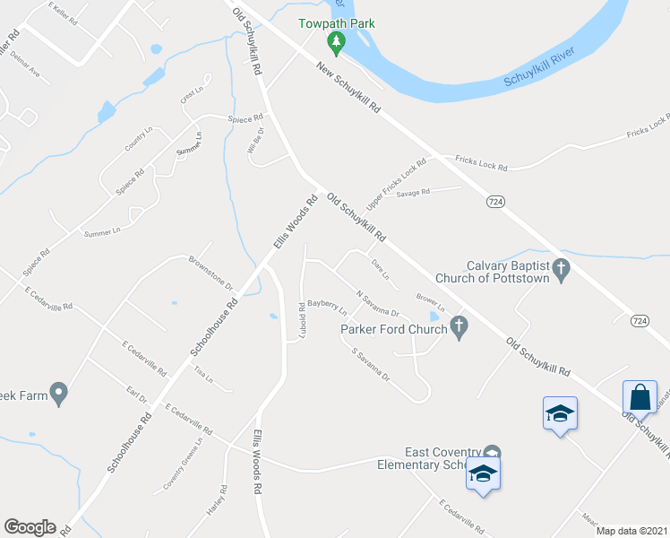 map of restaurants, bars, coffee shops, grocery stores, and more near 4 Dare Lane in Pottstown