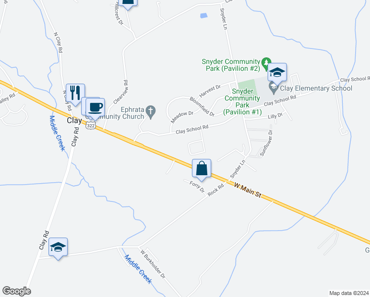 map of restaurants, bars, coffee shops, grocery stores, and more near 210 Mount Olive Lane in Ephrata
