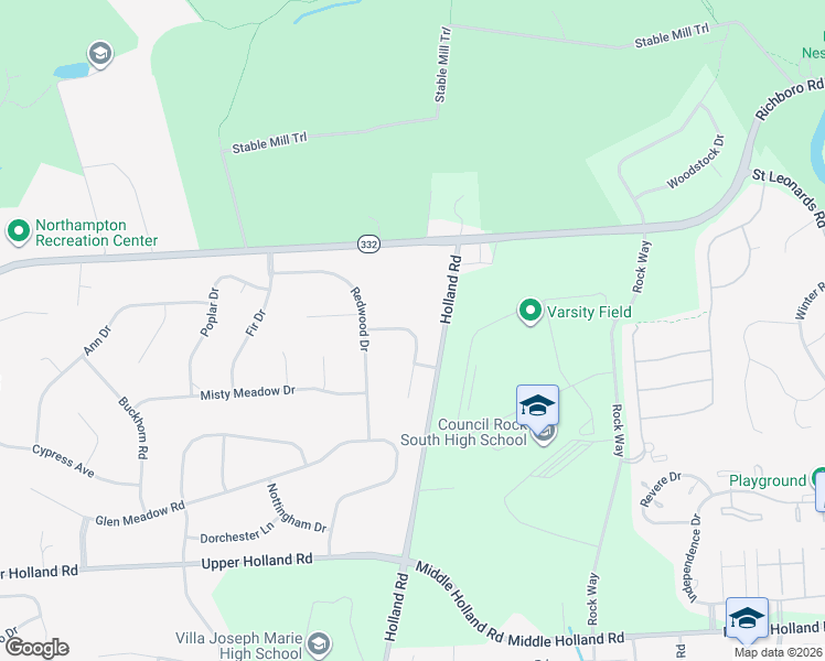 map of restaurants, bars, coffee shops, grocery stores, and more near 31 Shelbourne Road in Richboro
