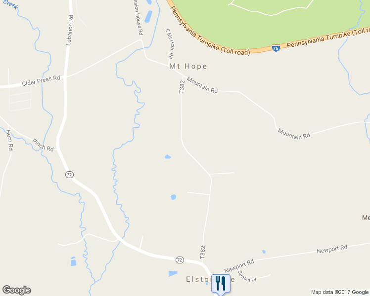 map of restaurants, bars, coffee shops, grocery stores, and more near 2087 East Mount Hope Road in Manheim