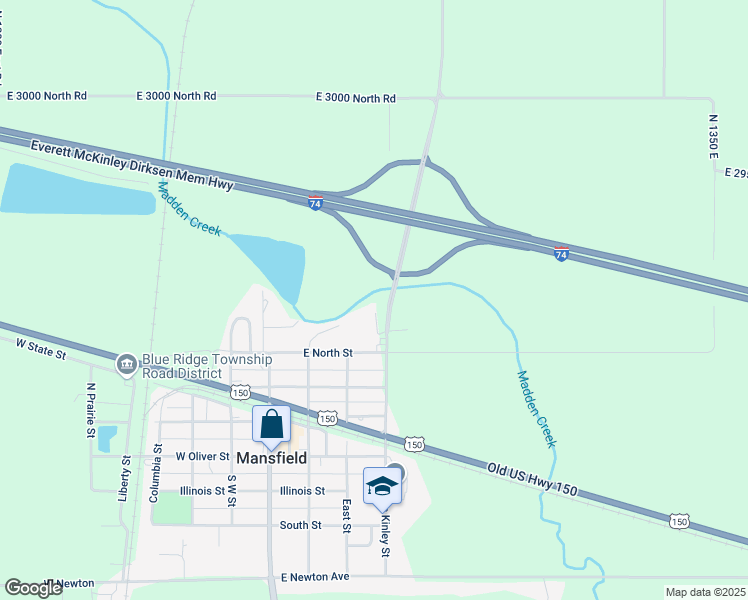 map of restaurants, bars, coffee shops, grocery stores, and more near 2926-2948 North 1300 East Road in Mansfield