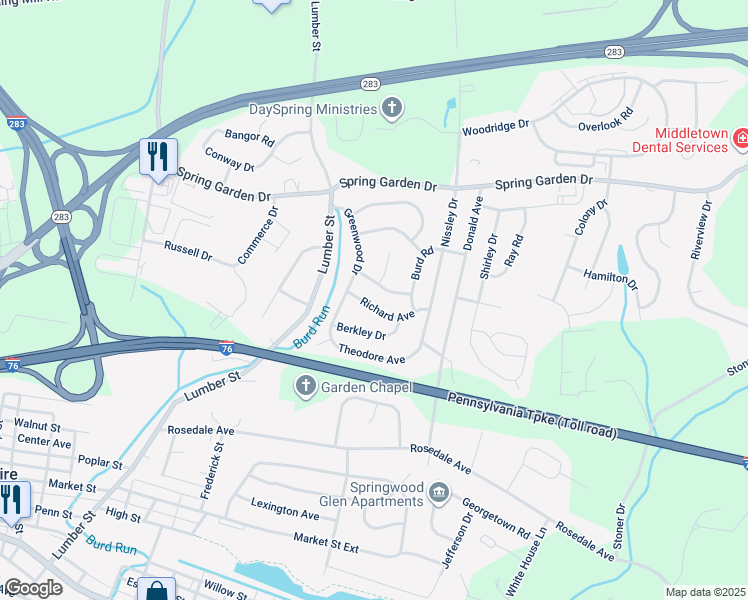 map of restaurants, bars, coffee shops, grocery stores, and more near 17 Richard Ave in Middletown