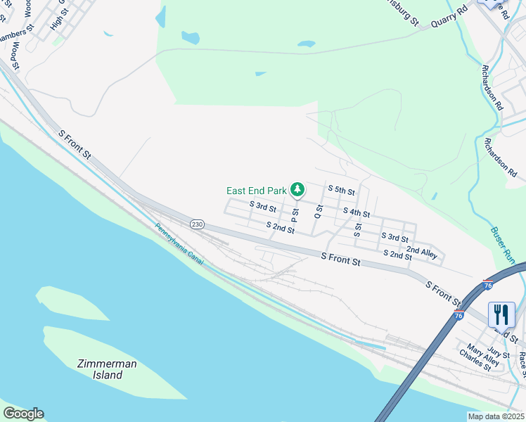 map of restaurants, bars, coffee shops, grocery stores, and more near 2140 South 3rd Street in Steelton