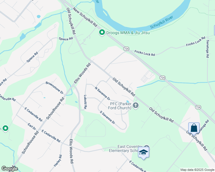 map of restaurants, bars, coffee shops, grocery stores, and more near 41 Dare Lane in Pottstown