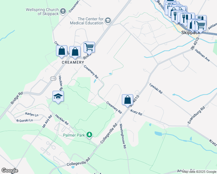 map of restaurants, bars, coffee shops, grocery stores, and more near 1082 Chelsea Way in Collegeville