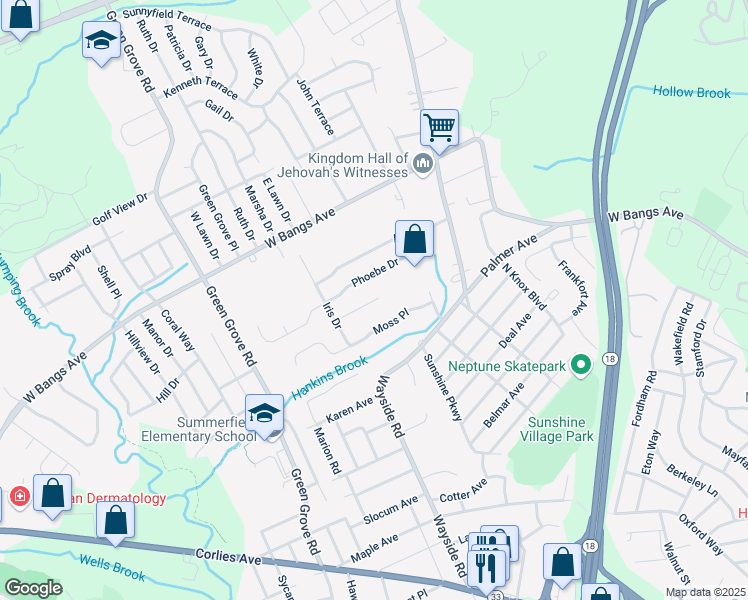 map of restaurants, bars, coffee shops, grocery stores, and more near Heath Drive in Neptune City