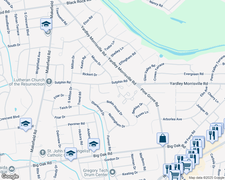 map of restaurants, bars, coffee shops, grocery stores, and more near 558 Barn Drive in Morrisville