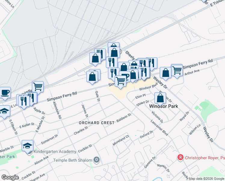 map of restaurants, bars, coffee shops, grocery stores, and more near 1113 Apple Drive in Mechanicsburg