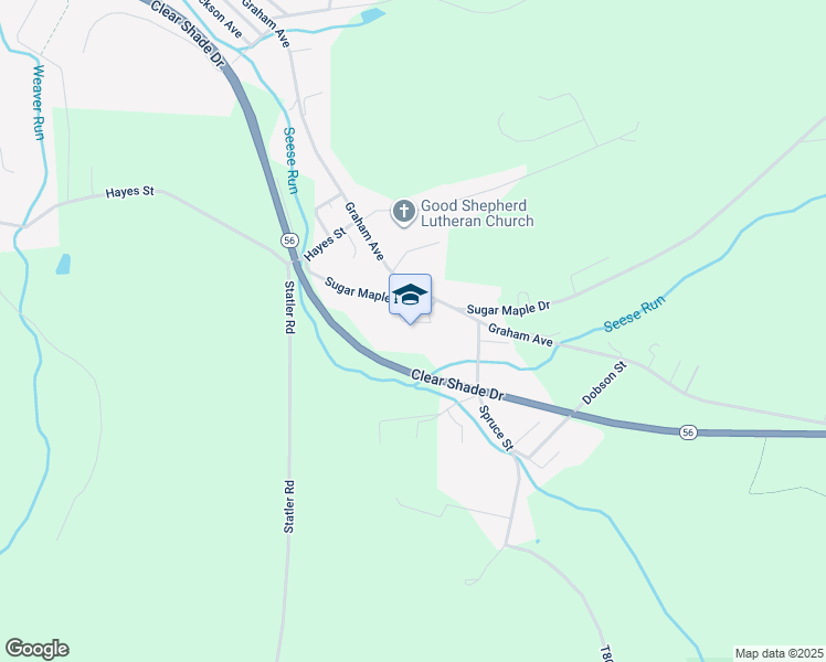map of restaurants, bars, coffee shops, grocery stores, and more near 421 Sugar Maple Drive in Windber