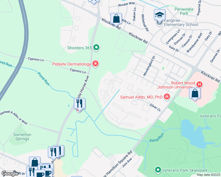map of restaurants, bars, coffee shops, grocery stores, and more near 17 Mulberry Court in Hamilton Township