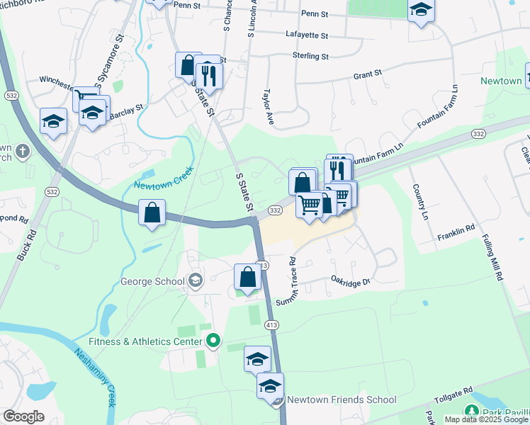 map of restaurants, bars, coffee shops, grocery stores, and more near in Bucks County