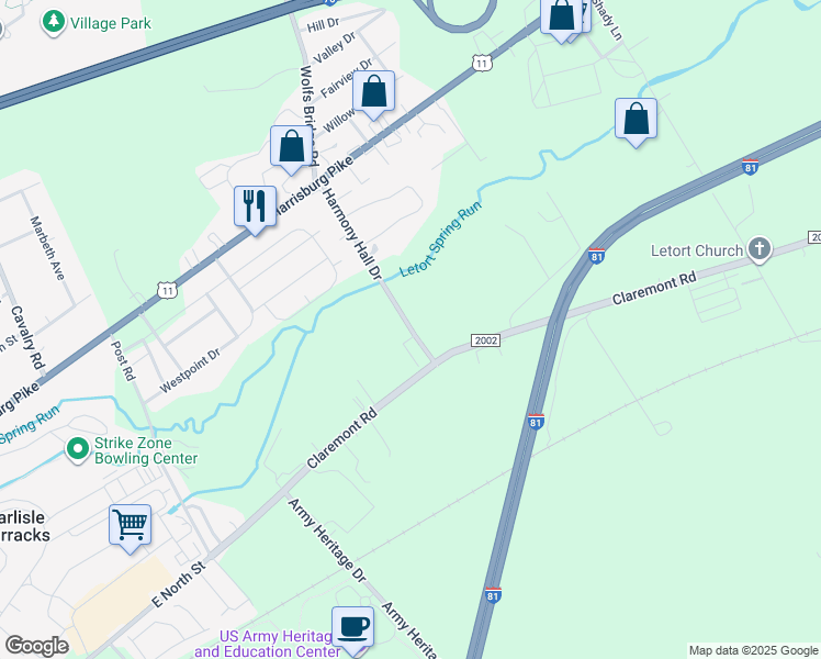 map of restaurants, bars, coffee shops, grocery stores, and more near 91 Harmony Hall Drive in Carlisle