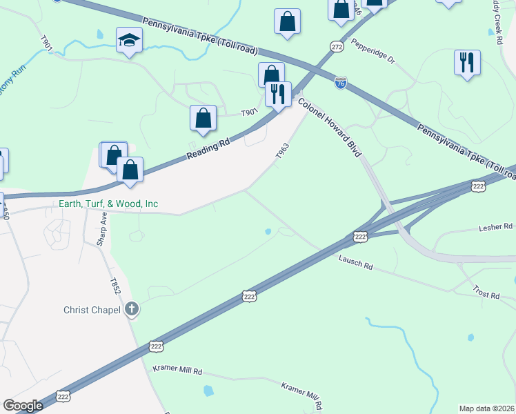 map of restaurants, bars, coffee shops, grocery stores, and more near 105 Lausch Road in Denver