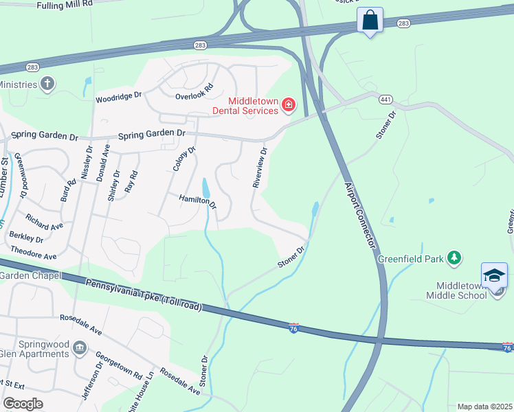 map of restaurants, bars, coffee shops, grocery stores, and more near 22 Riverview Drive in Middletown