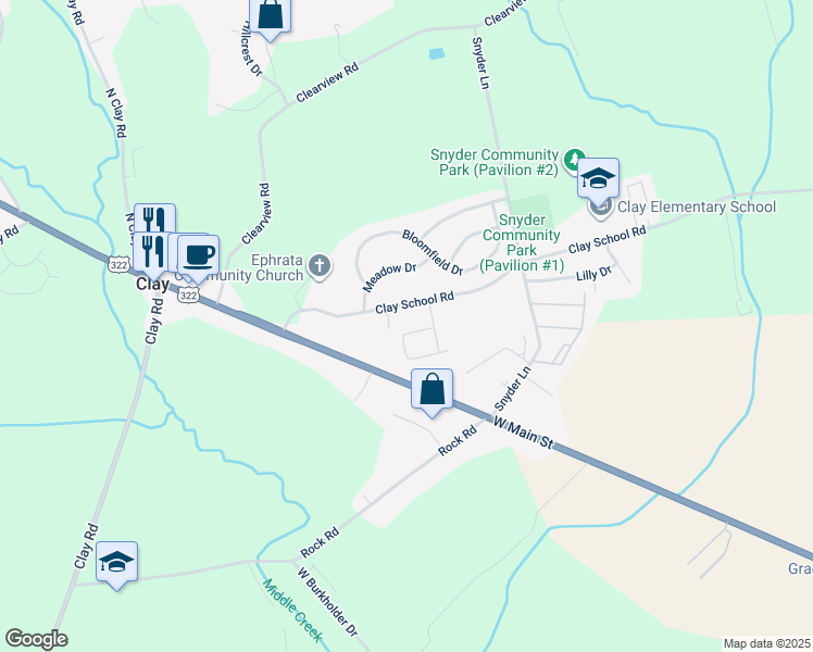map of restaurants, bars, coffee shops, grocery stores, and more near 138 Mount Olive Lane in Ephrata