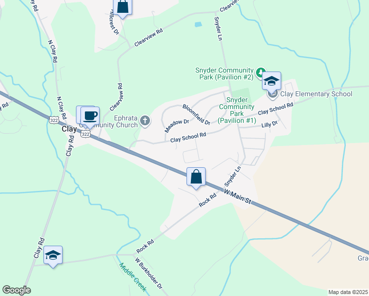 map of restaurants, bars, coffee shops, grocery stores, and more near 138 Mount Olive Lane in Ephrata