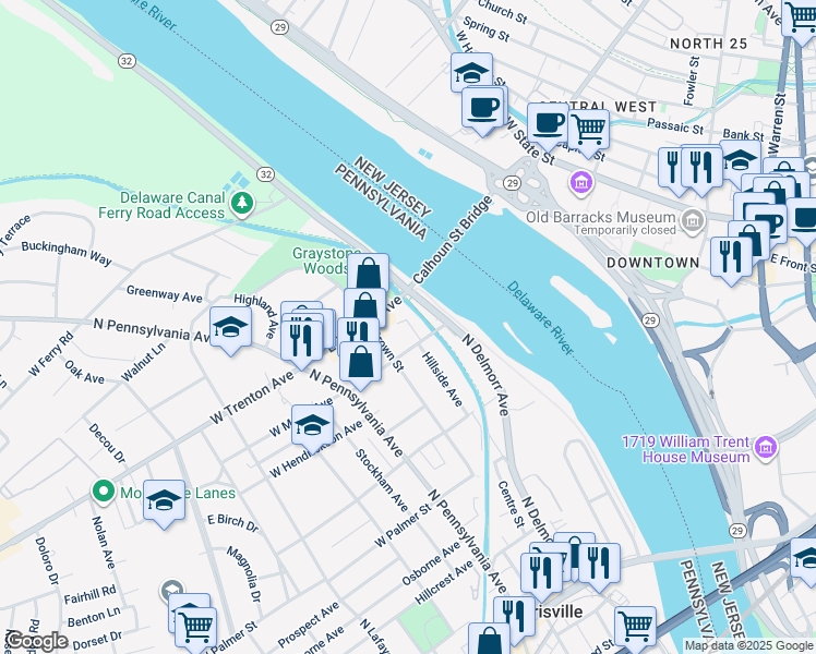 map of restaurants, bars, coffee shops, grocery stores, and more near 131 East Maple Avenue in Morrisville