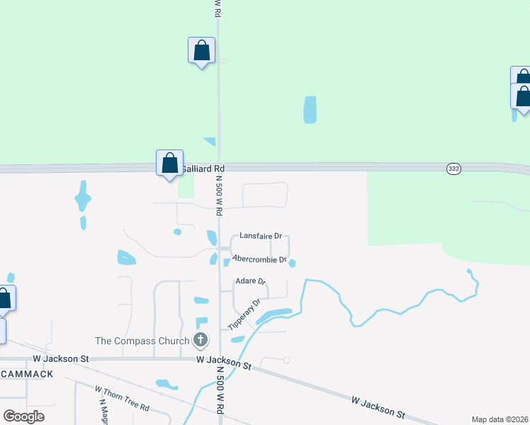 map of restaurants, bars, coffee shops, grocery stores, and more near 7708 Lansfaire Drive in Muncie