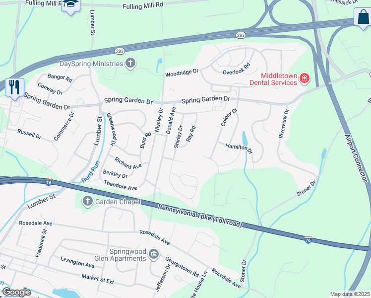 map of restaurants, bars, coffee shops, grocery stores, and more near 4 Ray Road in Middletown