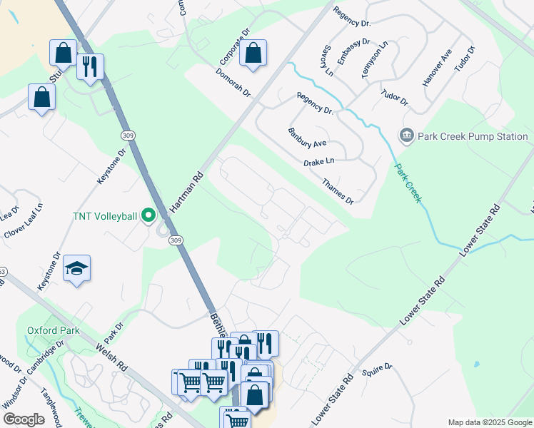 map of restaurants, bars, coffee shops, grocery stores, and more near 518 West Kennedy Road in Montgomeryville