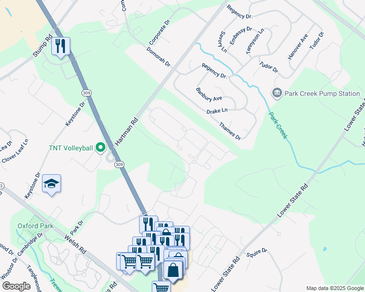 map of restaurants, bars, coffee shops, grocery stores, and more near 518 West Kennedy Road in Montgomeryville