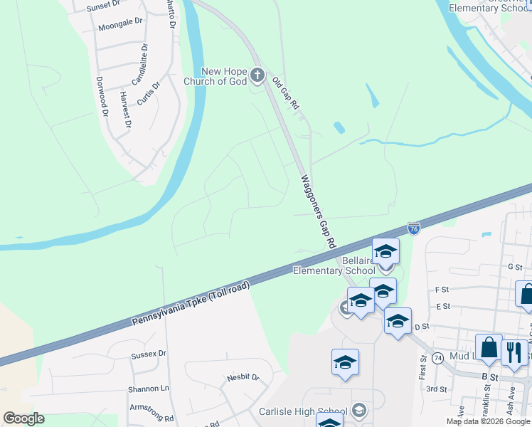map of restaurants, bars, coffee shops, grocery stores, and more near 1092 Meeting House Spring Road in Carlisle