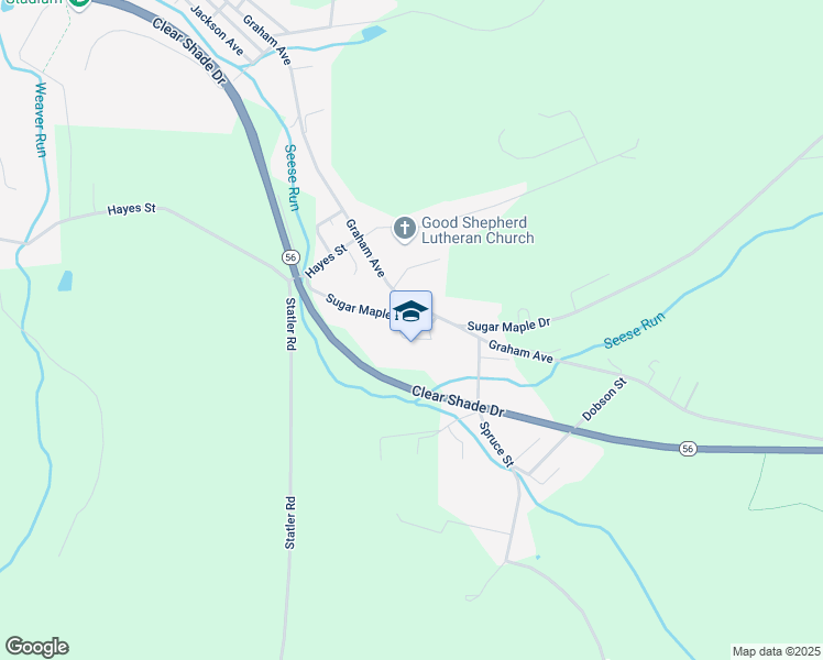 map of restaurants, bars, coffee shops, grocery stores, and more near 421 Sugar Maple Drive in Windber