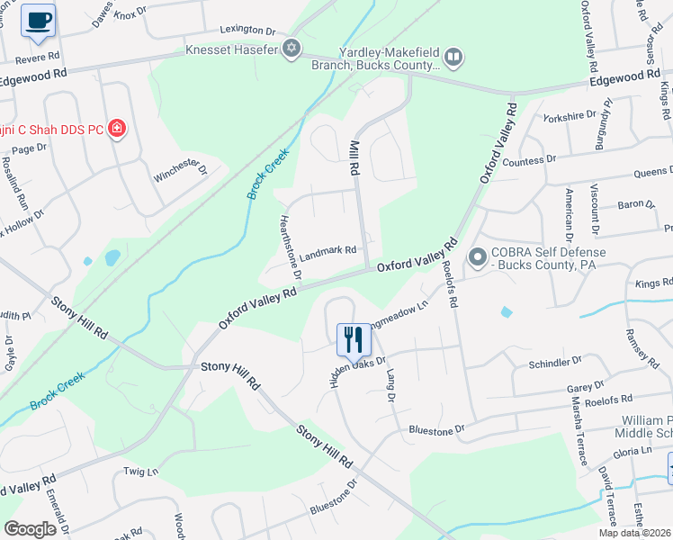 map of restaurants, bars, coffee shops, grocery stores, and more near 1212 Landmark Road in Morrisville