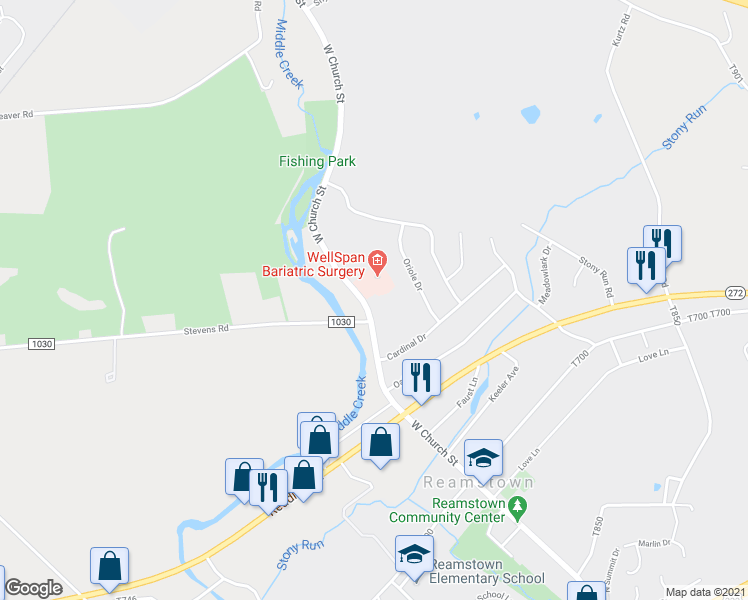 map of restaurants, bars, coffee shops, grocery stores, and more near 61 West Church Street in Denver
