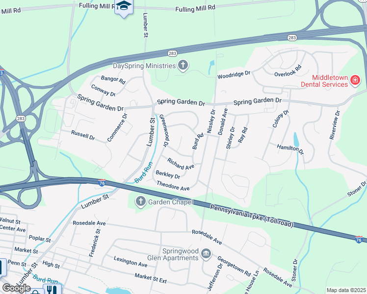 map of restaurants, bars, coffee shops, grocery stores, and more near 3 Heatherwood Circle in Middletown