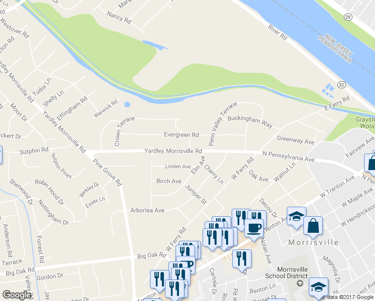 map of restaurants, bars, coffee shops, grocery stores, and more near 1200 Yardley Road in Morrisville