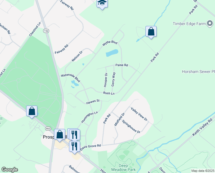 map of restaurants, bars, coffee shops, grocery stores, and more near 225 Hooper Drive in Ambler