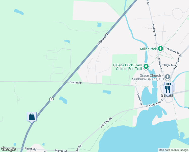 map of restaurants, bars, coffee shops, grocery stores, and more near 8819 Dustin Road in Galena