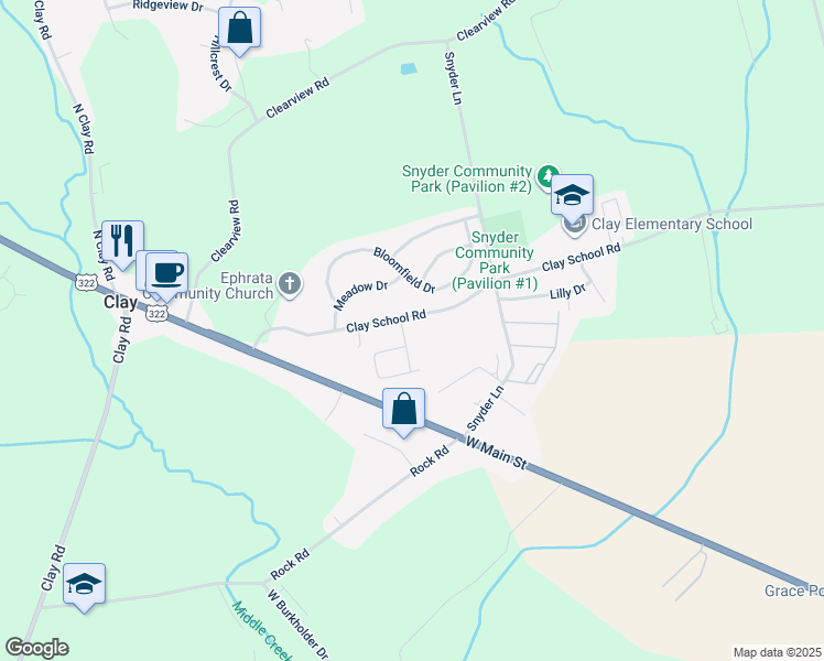 map of restaurants, bars, coffee shops, grocery stores, and more near 16 Bethlehem Lane in Ephrata