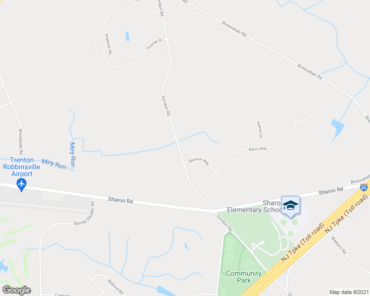 map of restaurants, bars, coffee shops, grocery stores, and more near 331 Gordon Road in Robbinsville Township